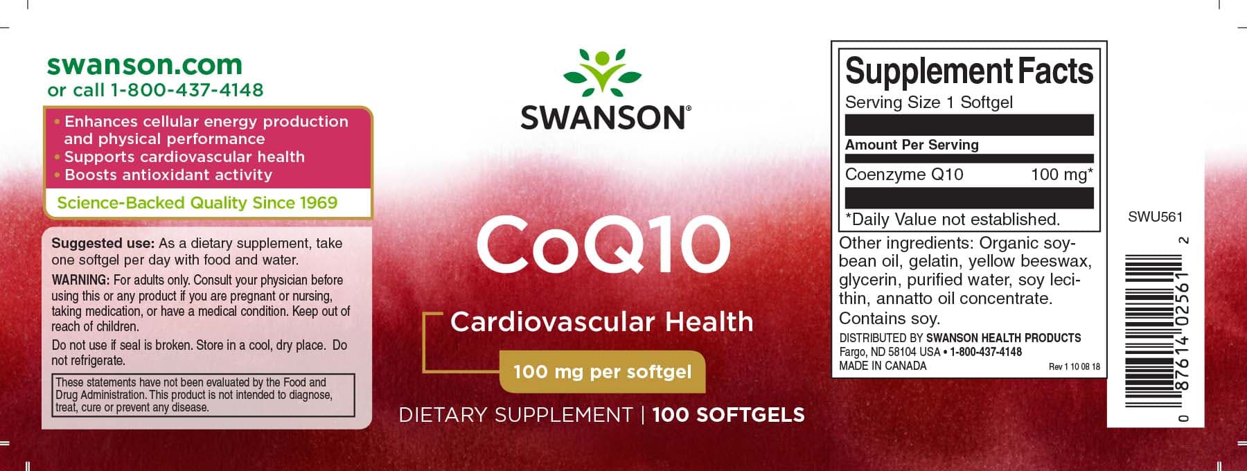 View product label: Coenzyme Q10 – Swanson Ultra