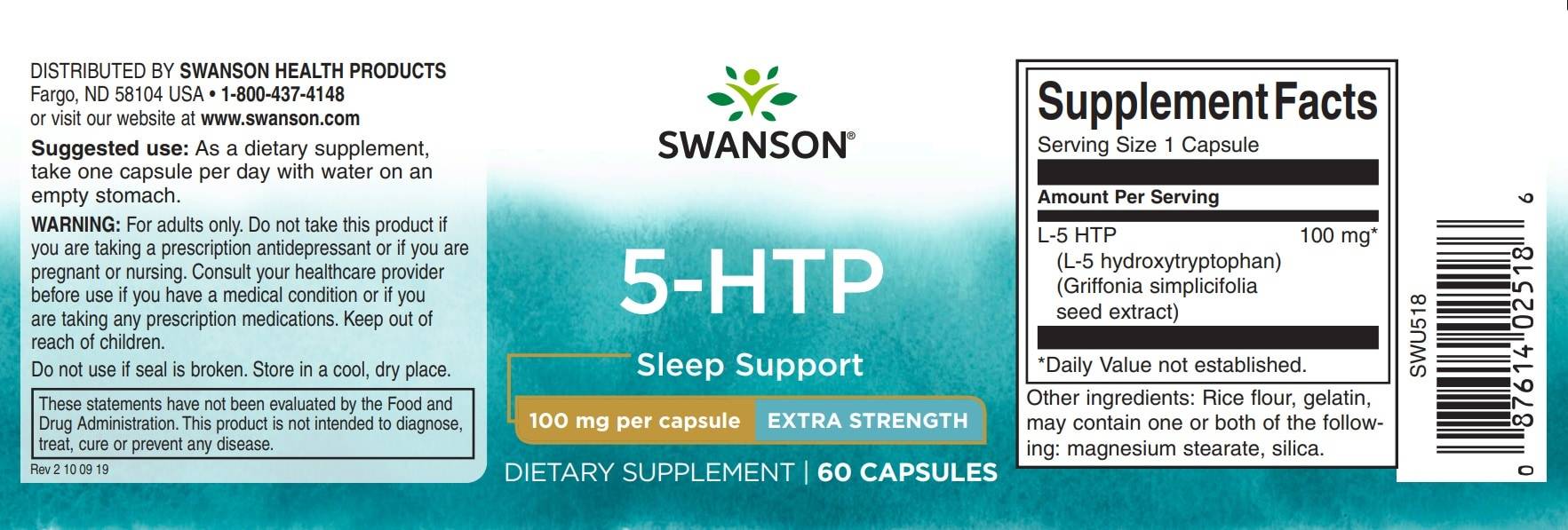 View product label: 5-HTP – Swanson Ultra