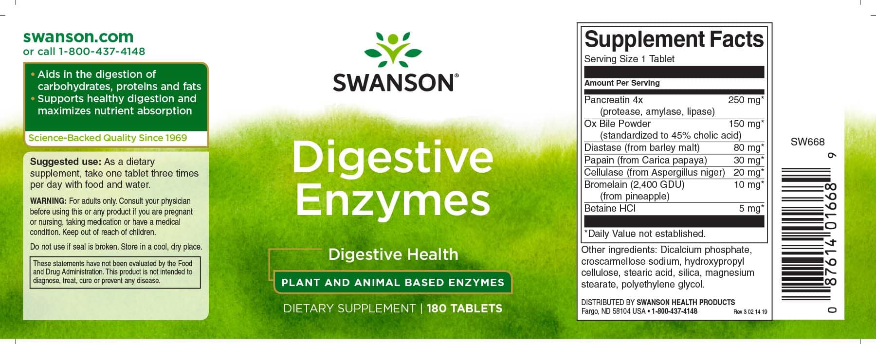 View product label: Digestive Enzymes – Swanson Premium