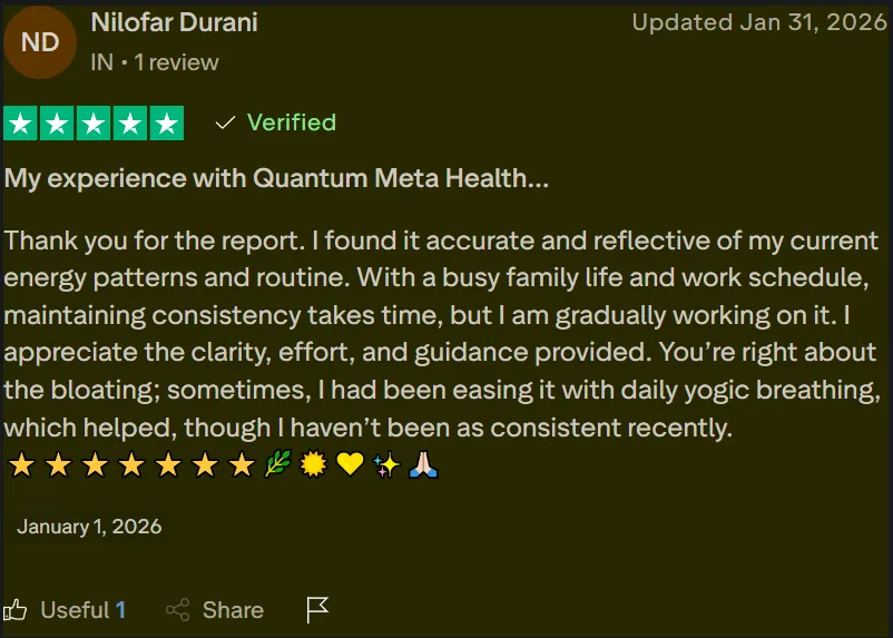 Nilofar Durani verified review — accurate and reflective of my current energy patterns